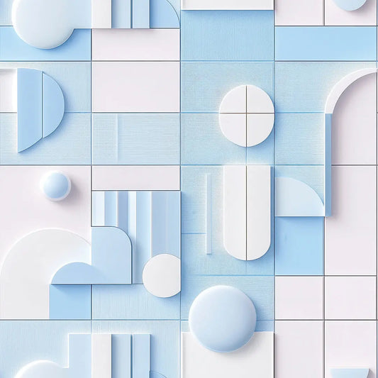 3D Tapete in Hellblau & Weiß Geometrisch & retro-modern Einfach anzubringen Umweltfreundlich Jetzt online bestellen!