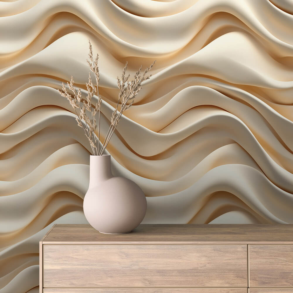 Weiche 3D-Wellenstruktur in Goldbeige Selbstklebend & PVC-frei Elegantes Design für moderne Räume made by PCC FoliaConcept!