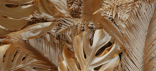 Tapete Golden Jungle Luxe goldene Blätter luxuriöser Dschungellook Wanddekor mit Glamour Design by Pimp My Wall