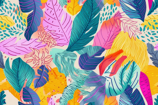 Tapete TropiPop Soft Bloom zarte Tropenmuster in Pastellfarben verspielt & leicht Design by Pimp My Wall Tropen trifft Softpop