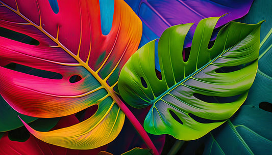 Tapete TropiPop Power Leaves XXL Monstera-Motiv in Pink & Grün tropisch, modern & kraftvoll für stylische Statement-Wände Design by Pimp My Wall