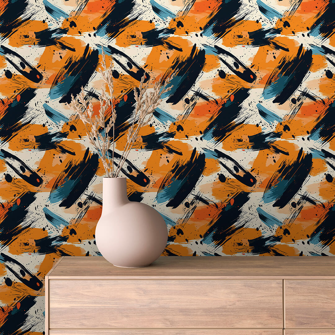 Orange Pinselstriche Abstrakt
