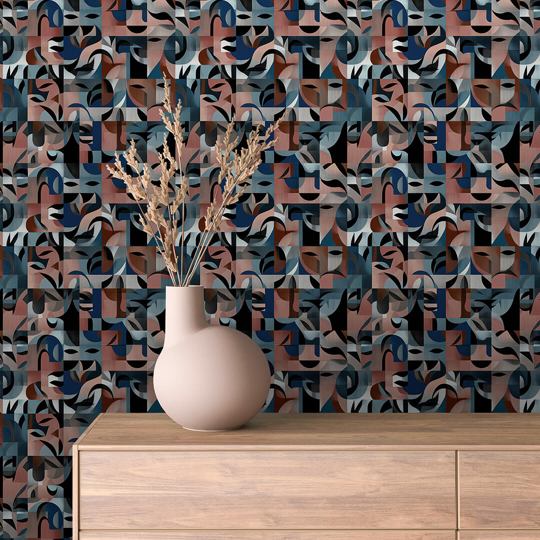 Blaue Gesichter & Formen Abstrakt