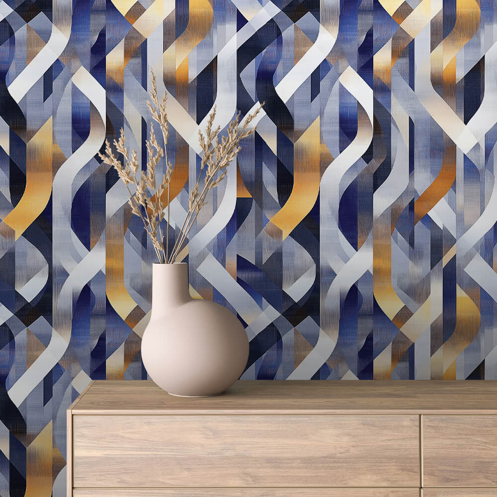 Blau-Gold Geometrie Abstrakt