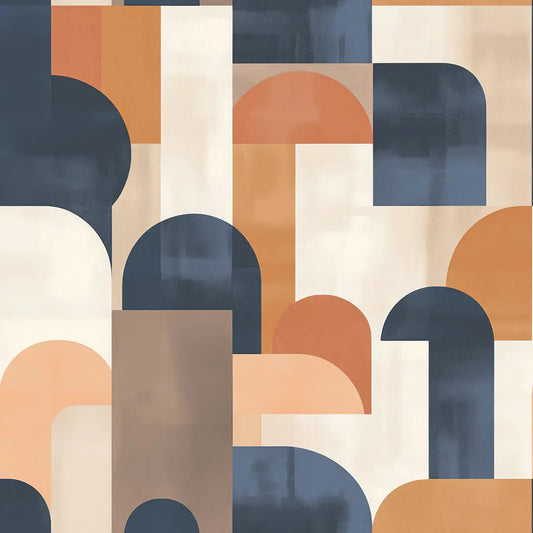 ✅ Selbstklebende Tapete ✅ Geometrisches Bogenmuster in Blau & Orange – modern & stilvoll – Pimp My Wall