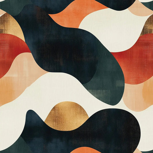 ✅ Selbstklebende Tapete ✅ Abstraktes Wellenmuster in Schwarz, Rot & Gold – modern, ausdrucksstark & einfach anzubringen – Pimp My Wall