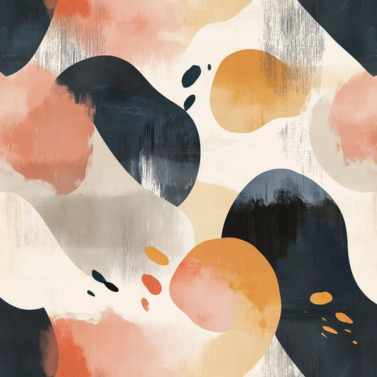 ✅ Selbstklebende Tapete ✅ Abstraktes Farbdesign in Terracotta, Schwarz & Beige – kreativ, modern & leicht anzubringen – Pimp My Wall