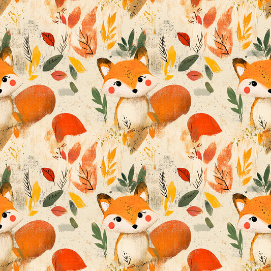 Fototapete Kinderzimmer mit Fuchs und bunten Blättern