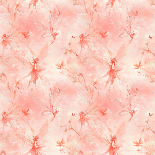 Fototapete Kinderzimmer mit rosa Feen und Blumen