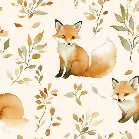 Fuchs-Tapete fürs Babyzimmer – Aquarellstil mit Waldmotiv, PVC-frei, selbstklebend, Made in Germany, mit schnellem Versand.