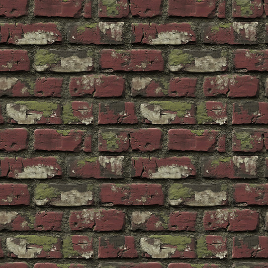 Urban Brick Moss Fliesen im Vintage-Look mit Backsteinoptik und moosgrüner Patina Für markante Wände mit Geschichte Selbstklebend & PVC-frei – by PCC FoliaConcept