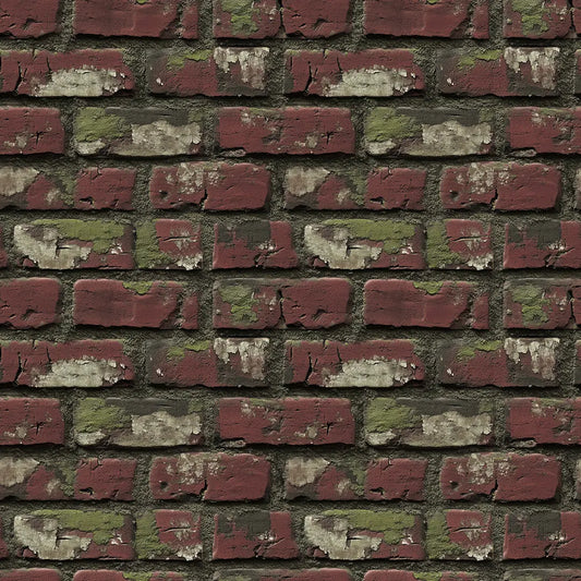 Urban Brick Moss Fliesen im Vintage-Look mit Backsteinoptik und moosgrüner Patina Für markante Wände mit Geschichte Selbstklebend & PVC-frei – by PCC FoliaConcept