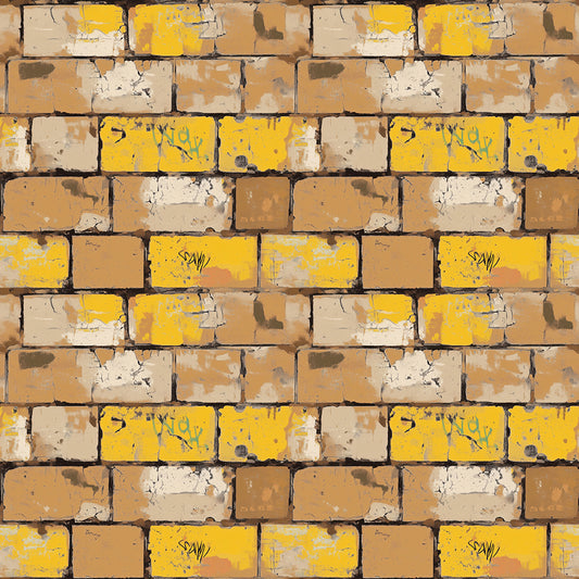 3D-Ziegelfliesen Urban Brick Graffiti Yellow mit plastischer OberflächePerfekt für kreative WandgestaltungenSelbstklebend & PVC-frei – by PCC FoliaConcept