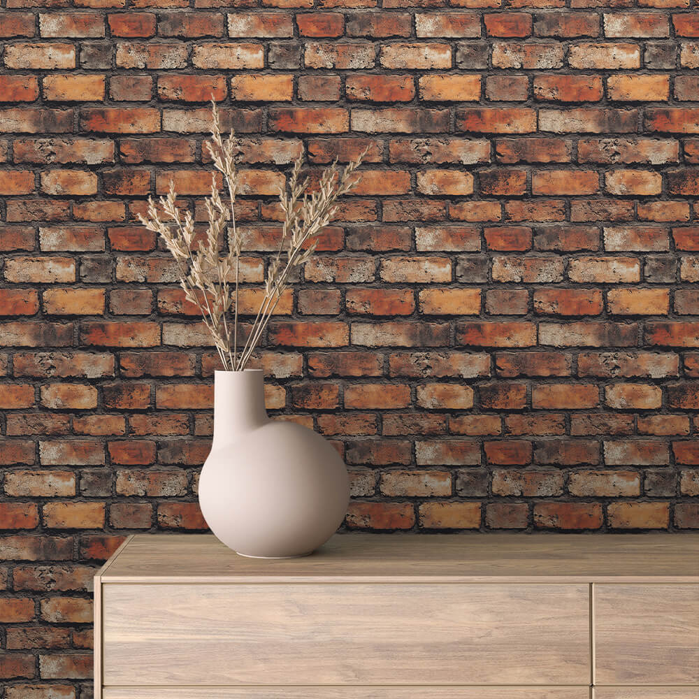 3D-Ziegelfolie Rustikal-Rot mit Vintage-CharakterPVC-frei & selbstklebend – PCC FoliaConcept