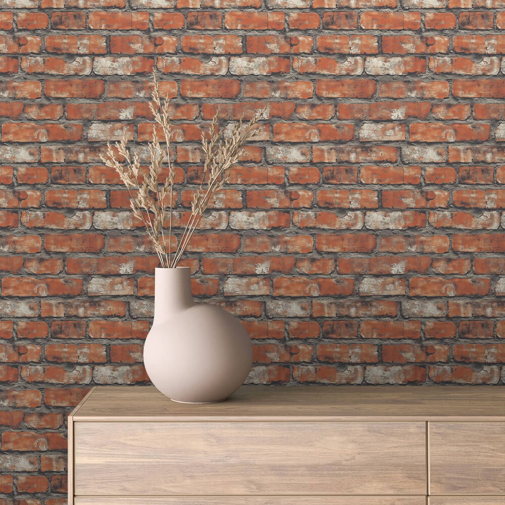 3D-Ziegel Wandfolie in Terracotta-Rot für mediterranes FlairSelbstklebend & PVC-frei – PCC FoliaConcept