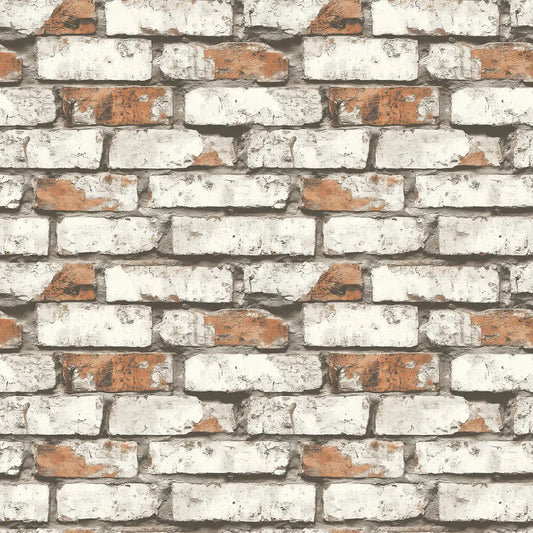 3D-Ziegel Wandfolie in Used-Look mit weißen Fugen & rotem Ziegel Selbstklebend & PVC-frei – PCC FoliaConcept