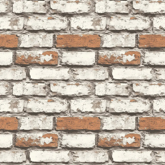 3D-Ziegel Wandfolie in Used-Look mit weißen Fugen & grauen Ziegeln Selbstklebend & PVC-frei – PCC FoliaConcept