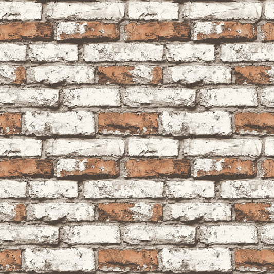 3D-Wandfolie im Vintage-Stil mit Kalkfugen & rötlichen Akzenten Selbstklebend & PVC-frei – PCC FoliaConcept