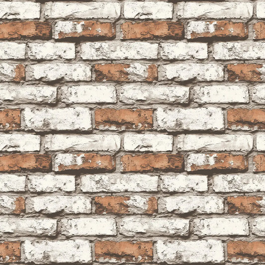 3D-Wandfolie im Vintage-Stil mit Kalkfugen & rötlichen Akzenten Selbstklebend & PVC-frei – PCC FoliaConcept