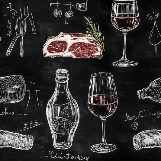 Fototapete Küche Wein Steak Tafel Detailansicht – selbstklebend, PVC-frei