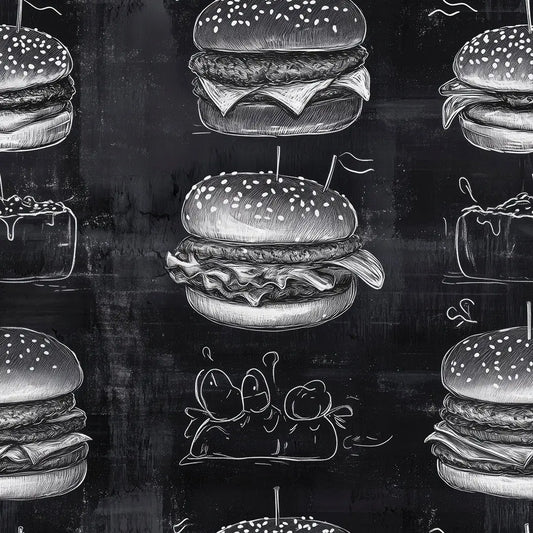 Fototapete Küche Burger Schwarz-Weiß Detailansicht – selbstklebend, PVC-frei
