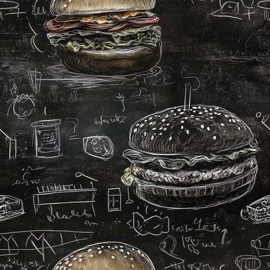 Fototapete Küche Burger Tafelkunst Detailansicht – selbstklebend, PVC-frei