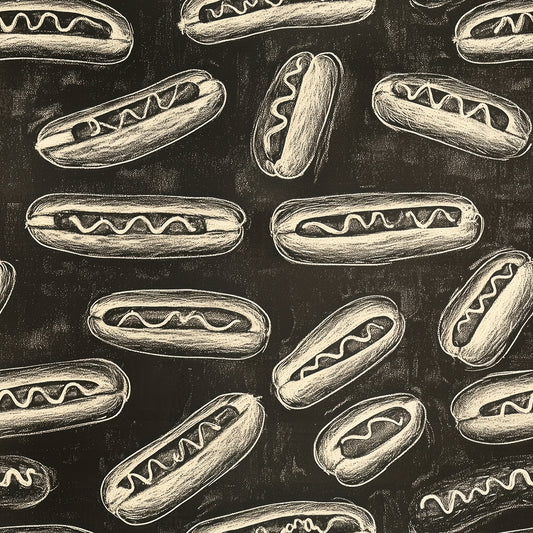 PVC-freie Tapete schneller Versand▪️Einfach abziehen, aufkleben, fertig! Made in Germany PCC FoliaConcept ▪️Kreidetapete mit Hotdogs für stylische Streetfood-Locations