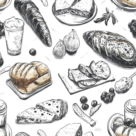 Fototapete Küche Brunch Illustration Detailansicht – selbstklebend, PVC-frei