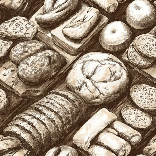 Fototapete Küche Brot Illustration Dunkel Detailansicht – selbstklebend, PVC-frei