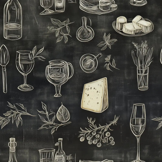 Fototapete Küche Wein Käse Muster Detailansicht – selbstklebend, PVC-frei