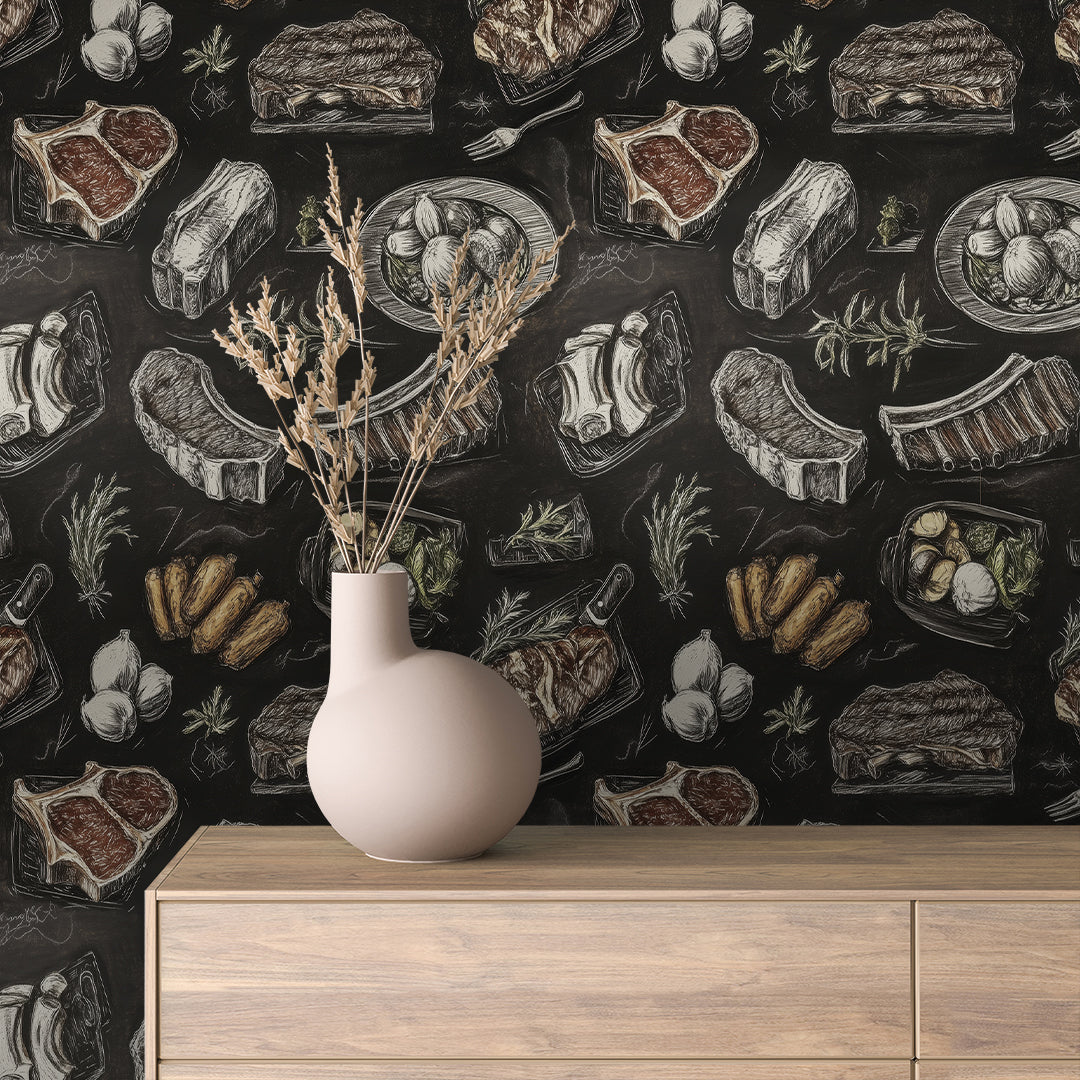 Wanddeko im Tafelstil mit BBQ-, Steak- & KräutermotivenPVC-frei schneller Versand▪️Einfach abziehen, aufkleben, fertig! Made in Germany PCC FoliaConcept