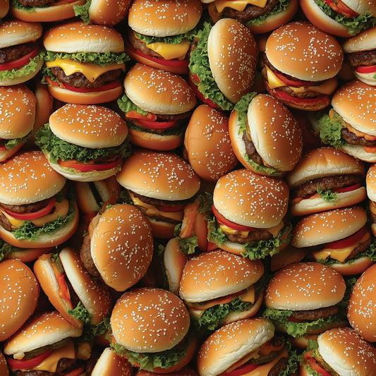 Fototapete Küche Burger Collage Detailansicht – selbstklebend, PVC-frei