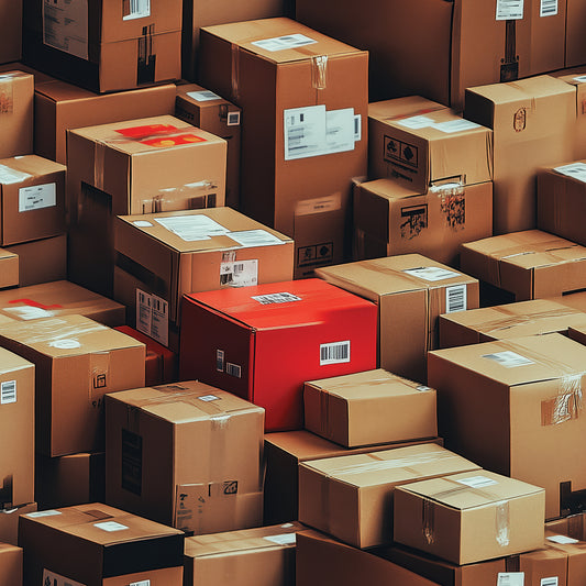 Karton-Motiv für E-Commerce-Spaces, Logistik-Bereiche & kreative Coworking PVC-freie Tapete schneller Versand▪️Einfach abziehen, aufkleben, fertig! Made in Germany PCC FoliaConcept