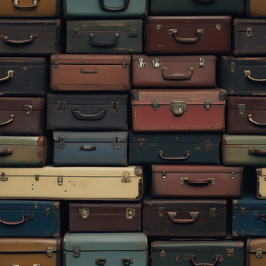 PVC-freie Tapete mit nostalgischem Koffermotiv Geruchlose Tapete schneller Versand▪️Einfach abziehen, aufkleben, fertig! Made in Germany PCC