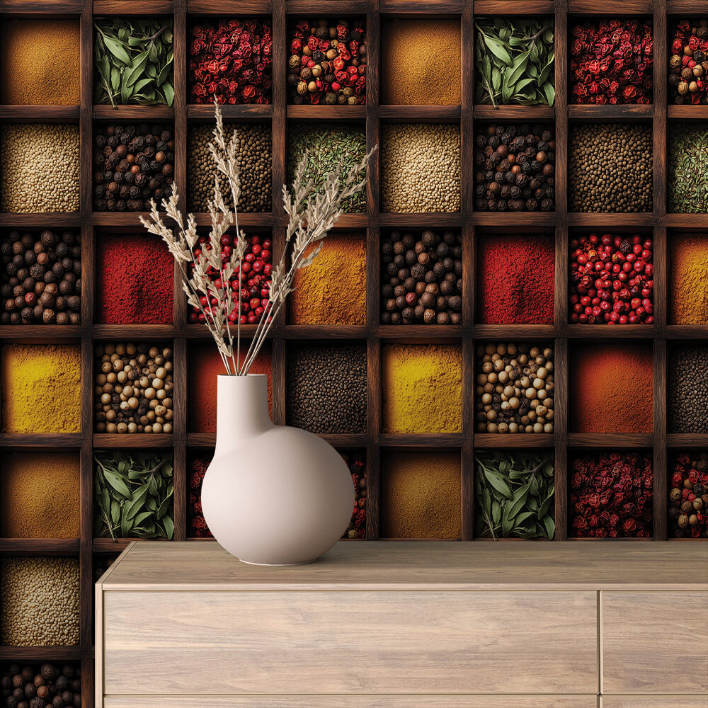 Eine visuelle Reise durch die Welt der Aromen PVC-frei schneller Versand▪️Selbstklebende Tapete Made in Germany PCC FoliaConcept