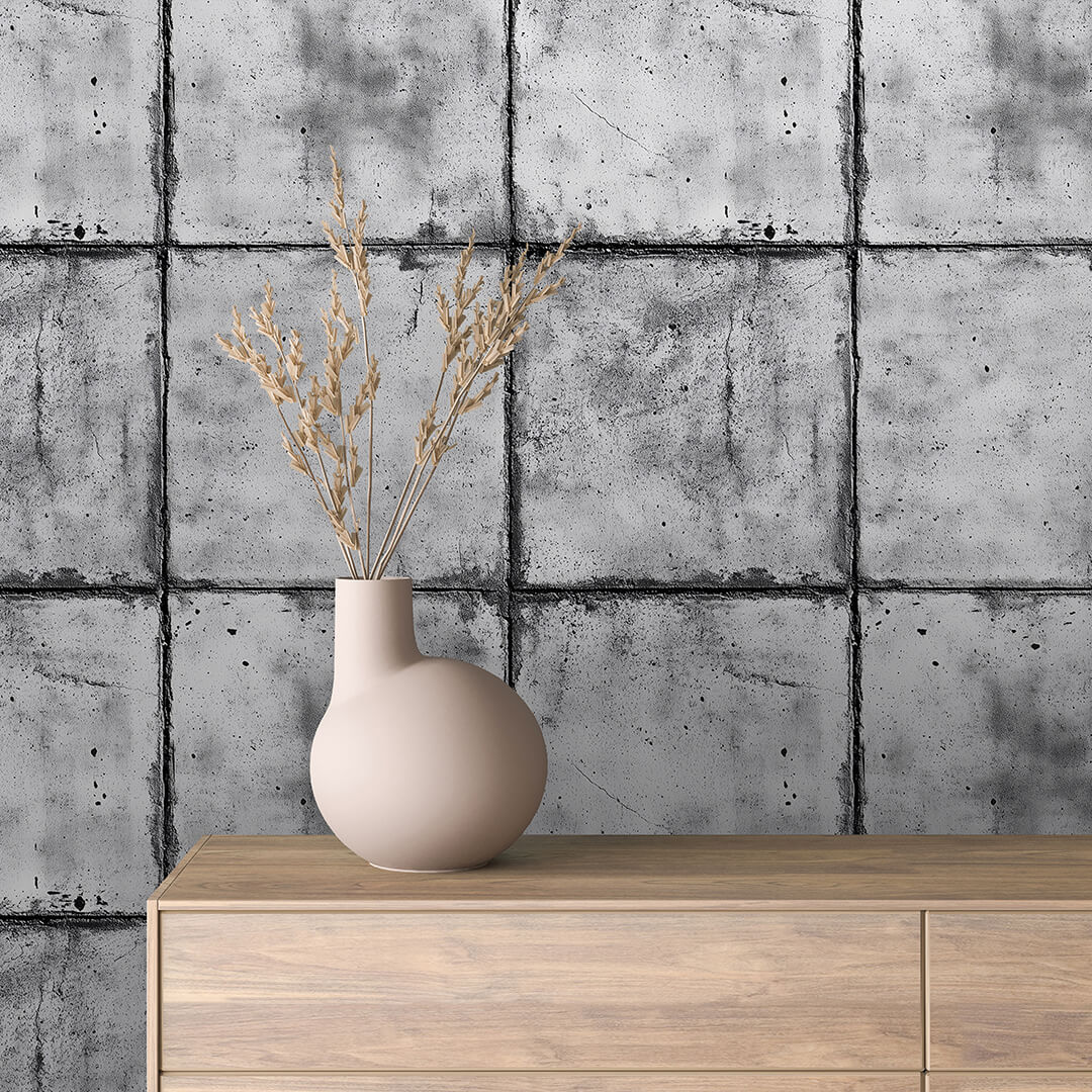 Rohbeton-Tapete mit markanter Fugenstruktur Selbstklebend & abwischbar PVC-freie Tapete ▪️ Stark, urban & ausdrucksvoll Made in Germany ▪️ FoliaConcept