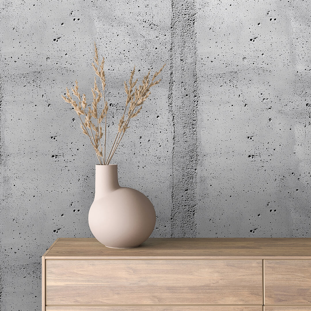 Betontapete mit markanter Vertikalstruktur Selbstklebend & abwischbar PVC-freie Tapete ▪️ Authentisch, roh & modern Made in Germany ▪️ FoliaConcept