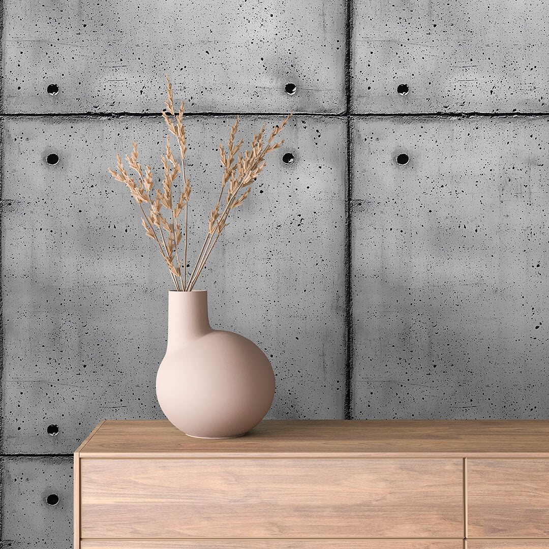 Betonplatten-Optik mit klaren Fugen Selbstklebend & abwischbar PVC-freie Tapete ▪️ Klassisch, urban & modern Made in Germany ▪️ FoliaConcept