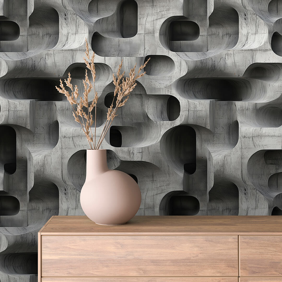 3D-Betontapete mit organischem Design Selbstklebend & abwischbar PVC-freie Tapete ▪️ Architektur trifft Statement-Look Made in Germany ▪️ FoliaConcept