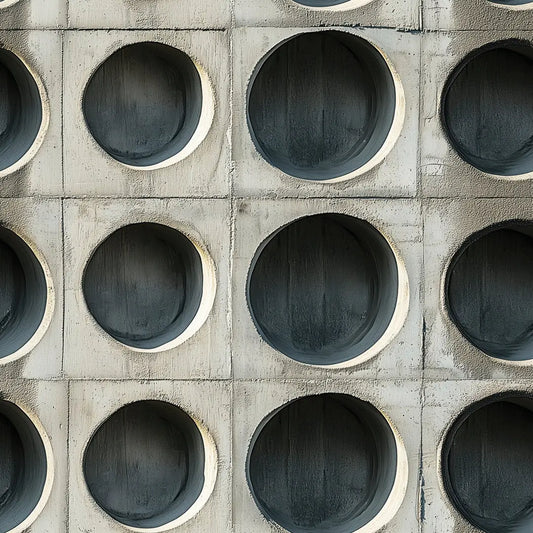 Tapete Betonoptik Kreis-Relief – Nahaufnahme der Betonstruktur