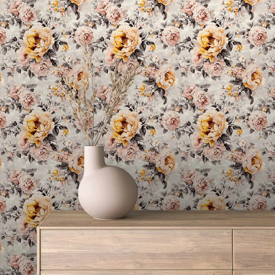Floral Wallpaper Rose & Yellow – Romantic