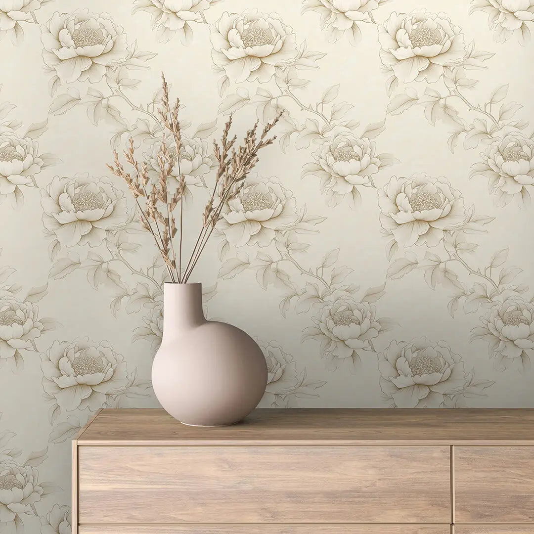 Blumentapete Beige & Creme – Modern