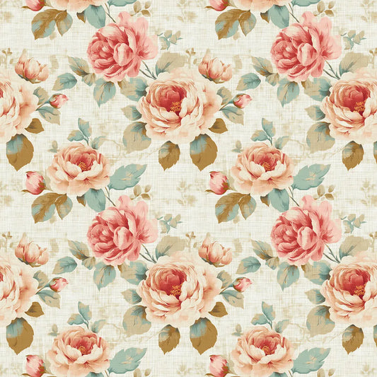 Romantische Blumentapete im Cottage-Stil mit Rosé-, Beige- & Cremetönen. PVC-freie Tapete schneller Versand▪️Einfach abziehen, aufkleben, fertig! Made in Germany PCC FoliaConcept
