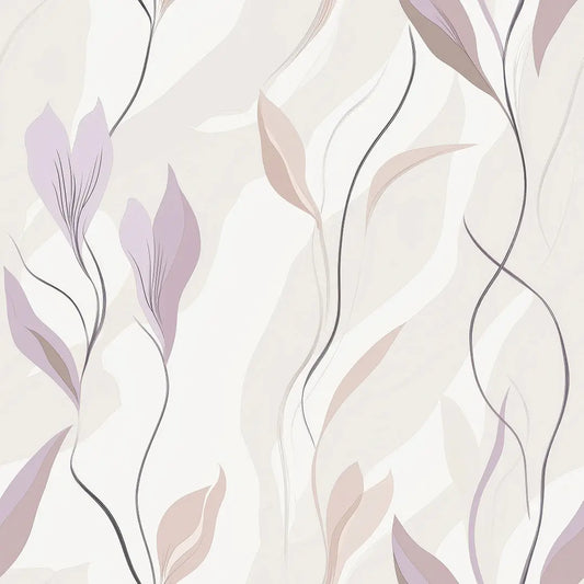 Blumentapete Beige & Sand – Modern Detailansicht – Beige, Sand, Flieder, selbstklebend