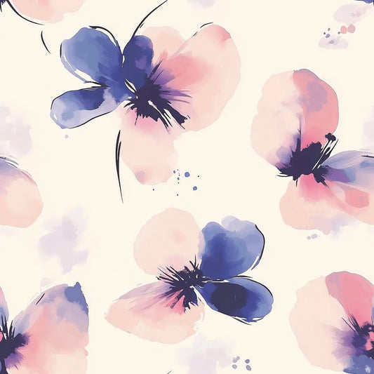 Blumentapete Aquarell Violett – Modern Detailansicht – Sand, Violett, selbstklebend