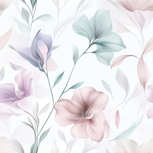 Blumentapete Aquarell Rosé – Elegant Detailansicht – Mintgrün, Sand, Grün, Mint, Rosé, Flieder, selbstklebend