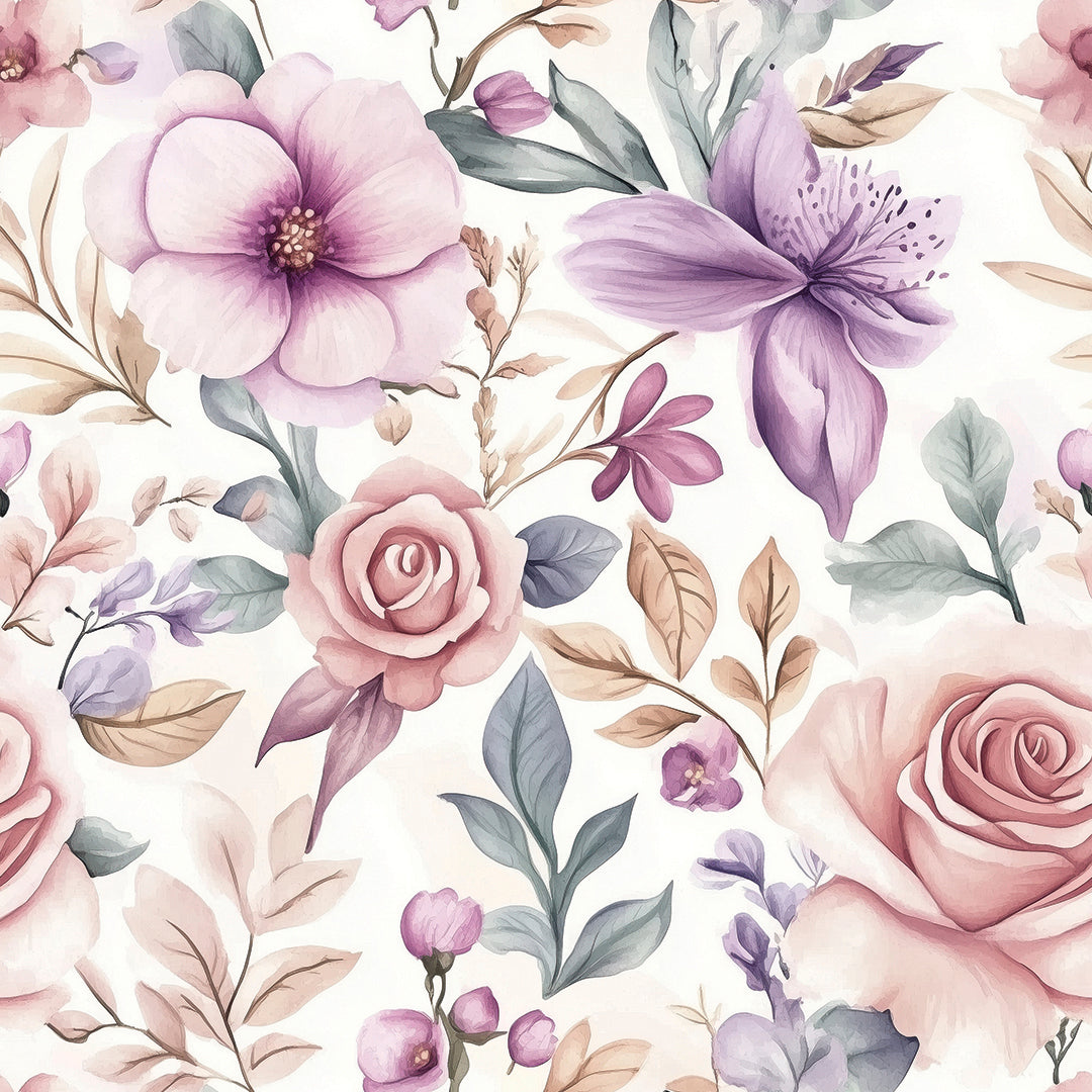 Aquarell-Tapete mit Rosen & Blüten für elegante Räume PVC-freie Tapete schneller Versand▪️Einfach abziehen, aufkleben, fertig! Made in Germany PCC FoliaConcept