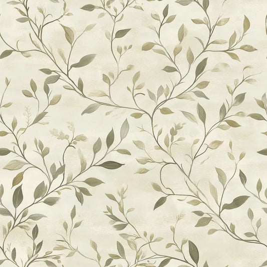 Blumentapete Blätter Grün – Elegant Detailansicht – Grün, selbstklebend