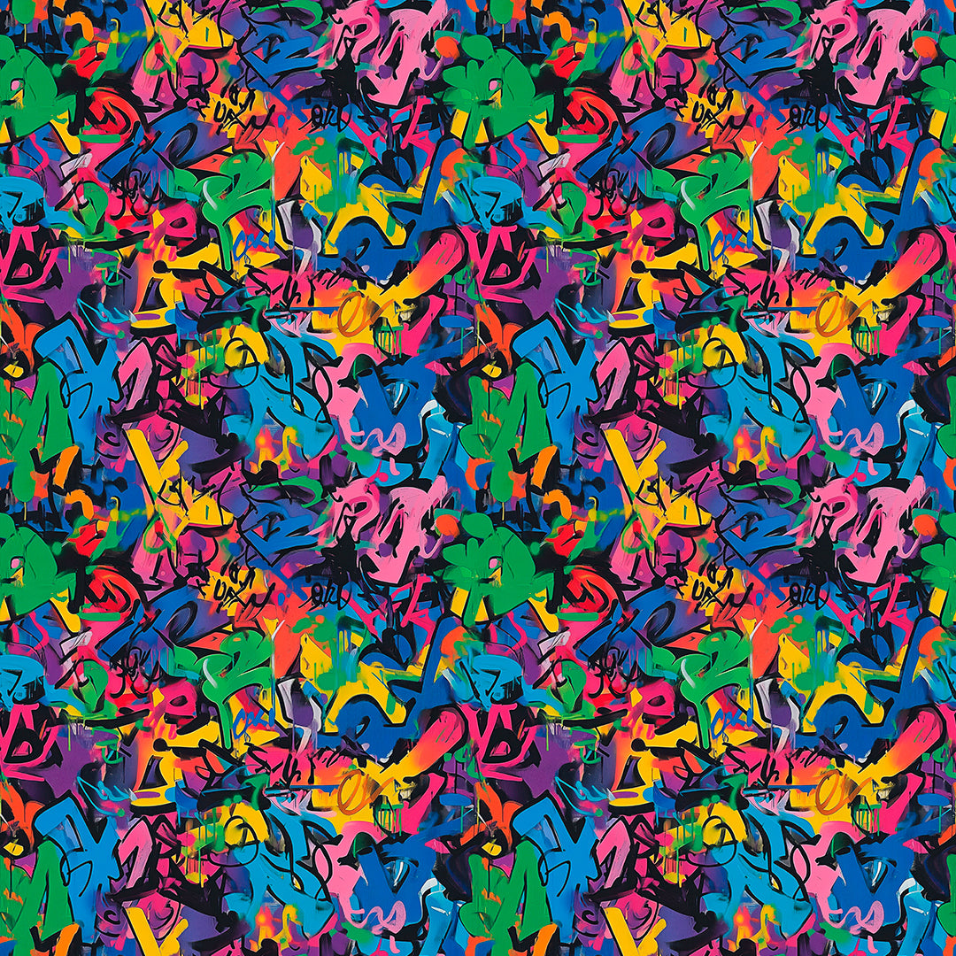 Neon-Graffiti Look Bunte Kontraste Selbstklebend & PVC-frei – by PCC FoliaConcept