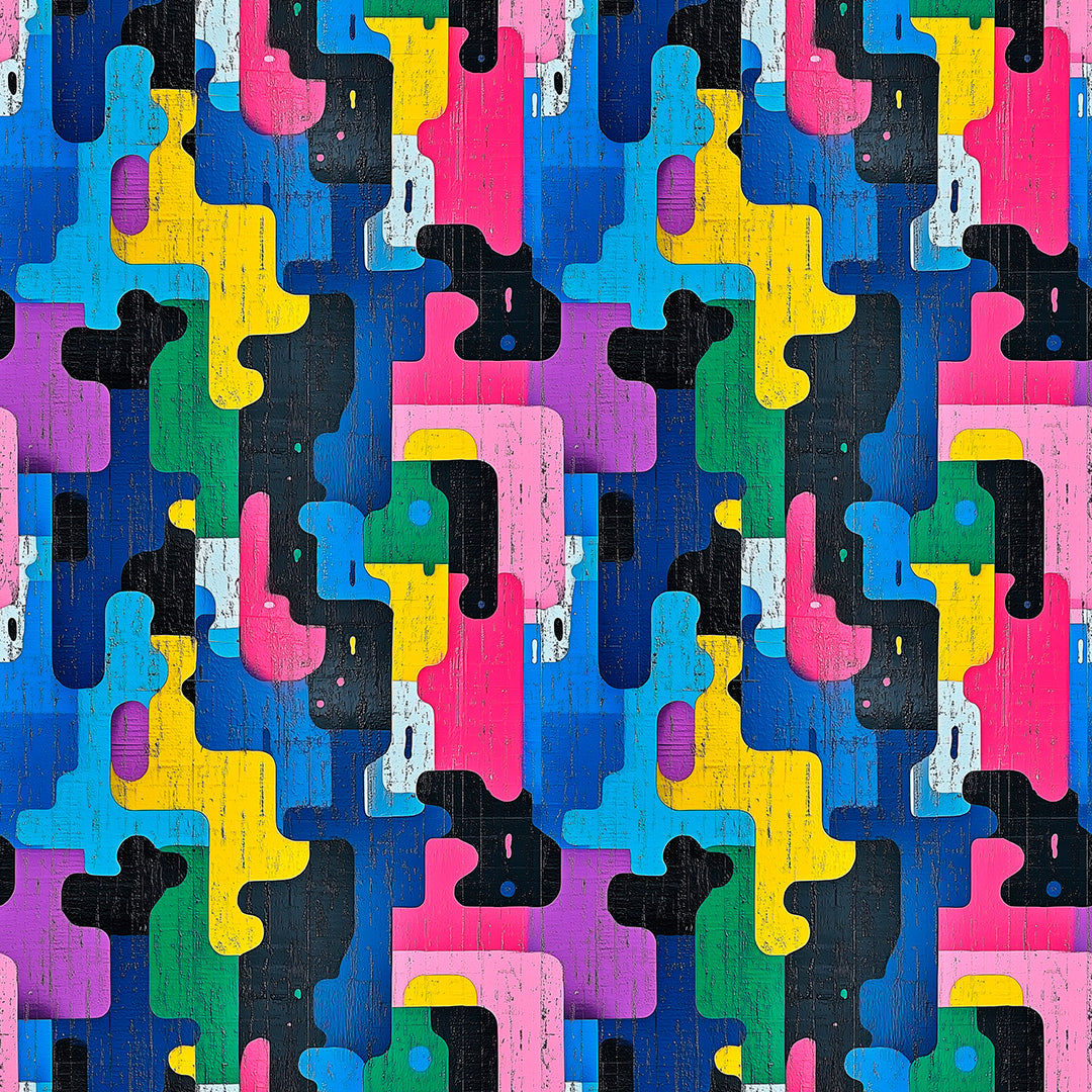 Puzzle-Look in Pop-Art Farben Modern & verspielt Selbstklebend & PVC-frei – by PCC FoliaConcept